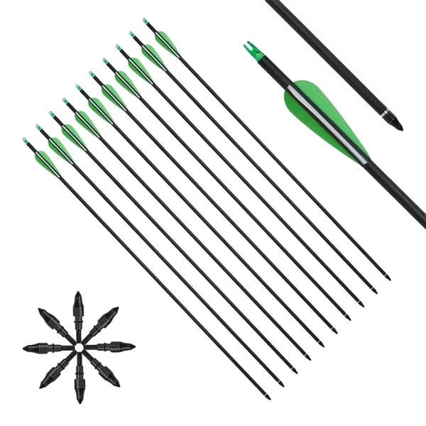 Bågskyttepil, Kolfiber Material, Avtagbara Spetsar, 12st-b