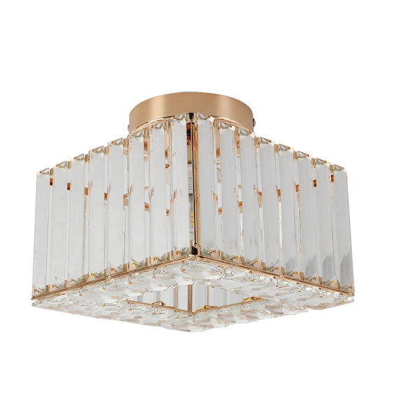 Modern Kristall Taklampa, Rostfritt Stål, Ytmonterad, E27 LED,Modell C-Guld, Inga lampor Model C-Gold