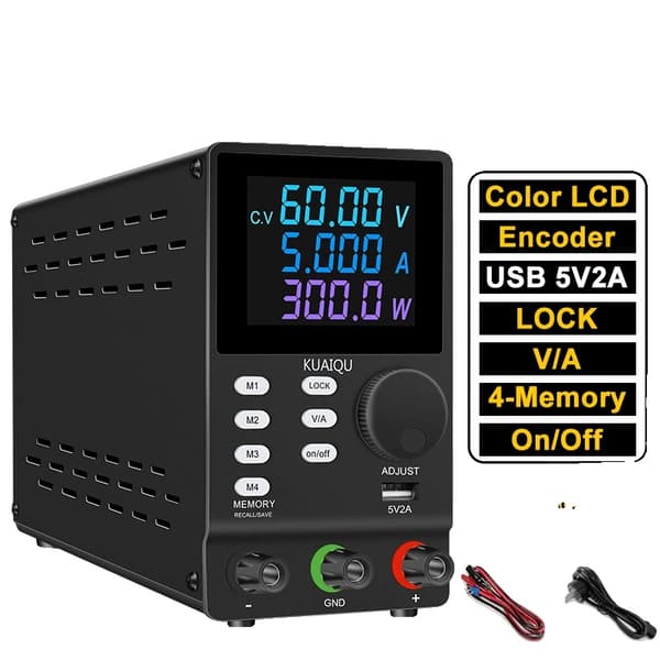 DC Strømforsyning, Justerbar Spænding, Præcisionskontrol, SPPS605D 60V 5A, AC 220V EU Stik-c