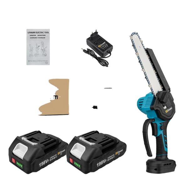 Elektrisk kædesav, børsteløs motor, 8-tommer guideplade, 2 Batteri
