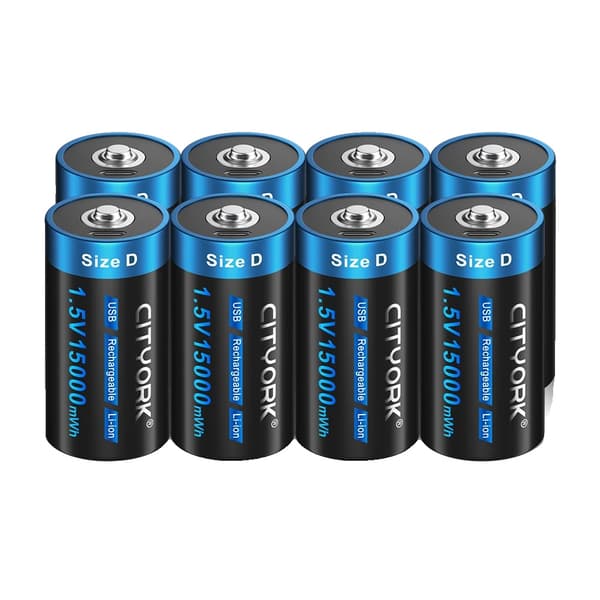 Uppladdningsbart D-storleksbatteri, USB-uppladdningsbart, Li-ion-teknik