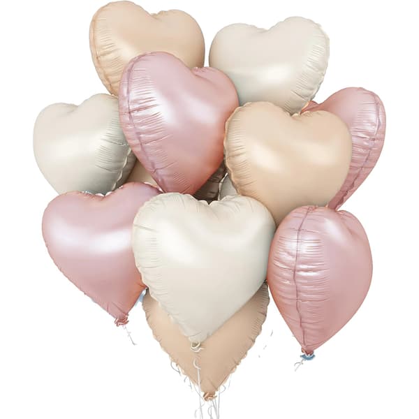 Hjerteballoner, Folie Materiale, Multi-Pack Variation, blandet creampink c, 18tommer 20Stk-a