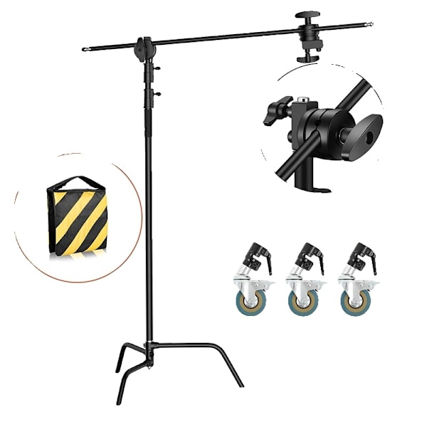 Fotografering C-Stand, Rustfrit Stål, Justerbar Højde 153-330cm,SH-MST-30B-1SH-MST-30B-1 SH-MST-30B-1 SH-MST-30B-1