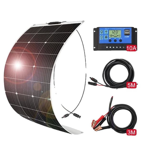 Solpanel, 100W Flexibel, Monokristallin Design, NY 100W Kit