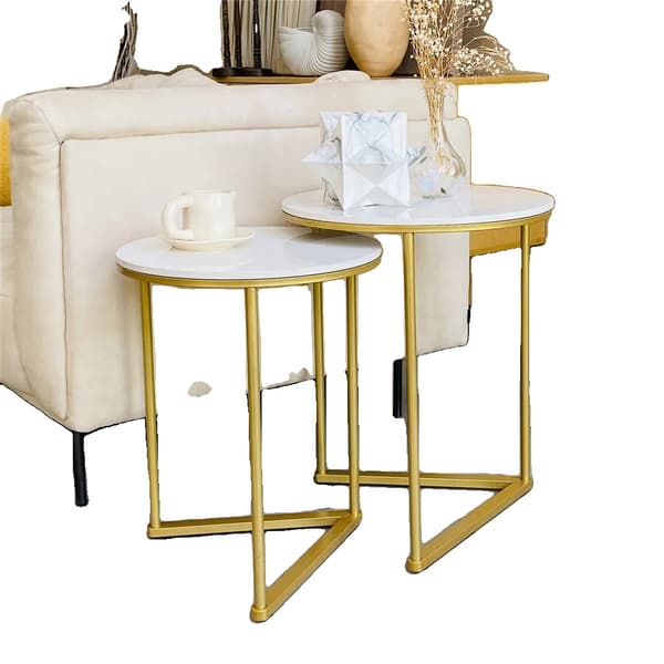 Nestingborde, Moderne Runde Design, Elegant Metalbase, HVID