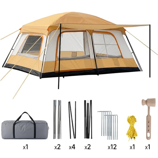 Campingtält, Rymlig Design, Väderbeständig, Khaki