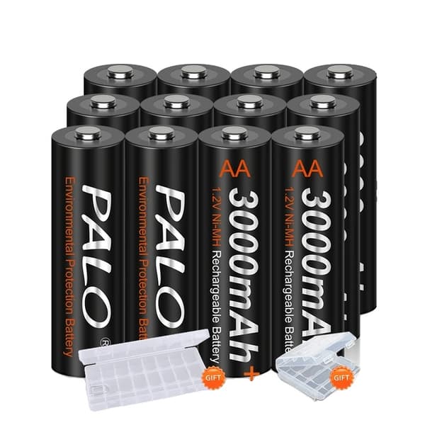 Uppladdningsbara AA-batterier, 3000mAh kapacitet, långvarig prestanda, 1.2V-c, 12Pcs AA