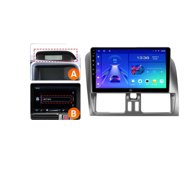Bil Multimedia System, Touchscreen Kontrol, 4G Forbindelse, kompatibel med Volvo XC60 2007 2010 2013 2014 2017 Trådløs, A4 2G 64G A B