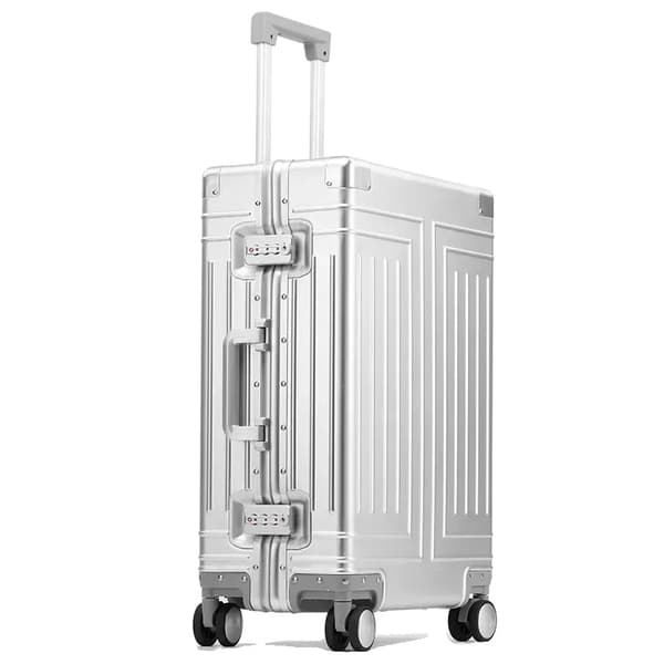 Trolley Box Rullande Bagage, Aluminium-Magnesium Legering, Spinnerhjul, Silver, 29 tum