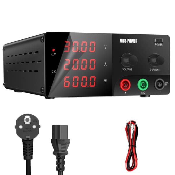 DC Reguleret Strømforsyning, Justerbar Spænding, Brugervenligt Interface, 30V 20A, AC 220V