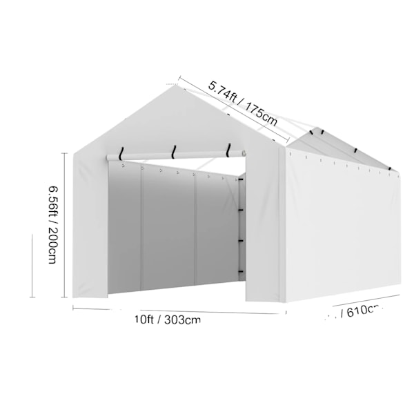 Carport Overdækning, Holdbar og Vejrresistent, Nem Installation,10-20ft hvid 10-20ft white 10-20ft white