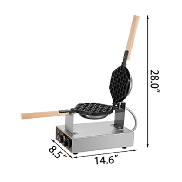 Kommersiell Äggvåffelmakare - Kraftig Rostfritt Stål, 180° Roterbar Design, Exakt Temperatur- & Tidskontroll