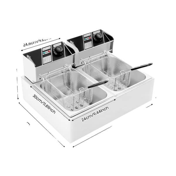 Elektrisk Djupfritös, Dubbel Tankdesign, Effektiv Matlagning, Ljusgrå