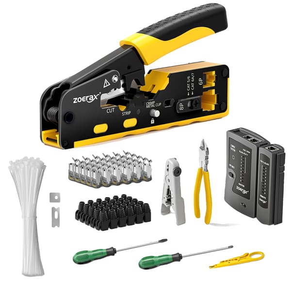 ZoeRax Cat7 Crimpverktygskit, Multifunktionella krimpverktyg, Stöder CAT6A/CAT6/CAT5E, Cat7 -kit