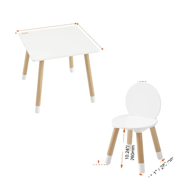 Børnebord og Stol Sæt, Minimalistisk Moderne Stil, Nem Samling, 2 Stole Sæt