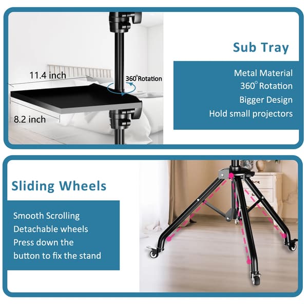 Projektortripodstand, Justerbar Højde, DJ Mixer Standing Table