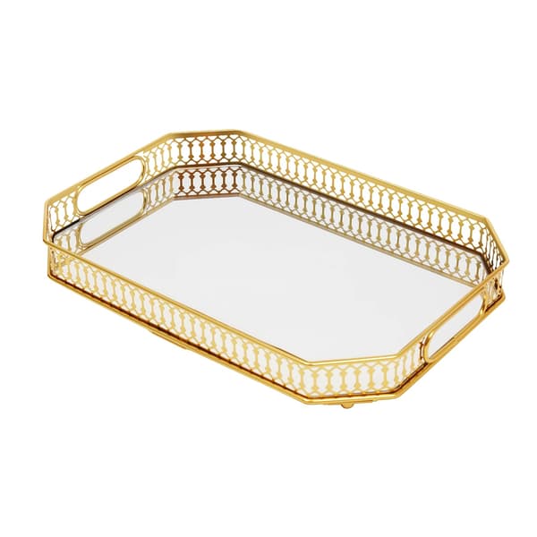 Serveringsbakke, elektroforet jern, glas vanity design, Guld
