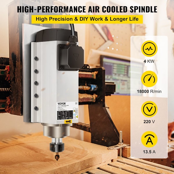 4KW CNC Router Spindelmotor, ER25-spændetang, 18000 omdr./min Luftkølet