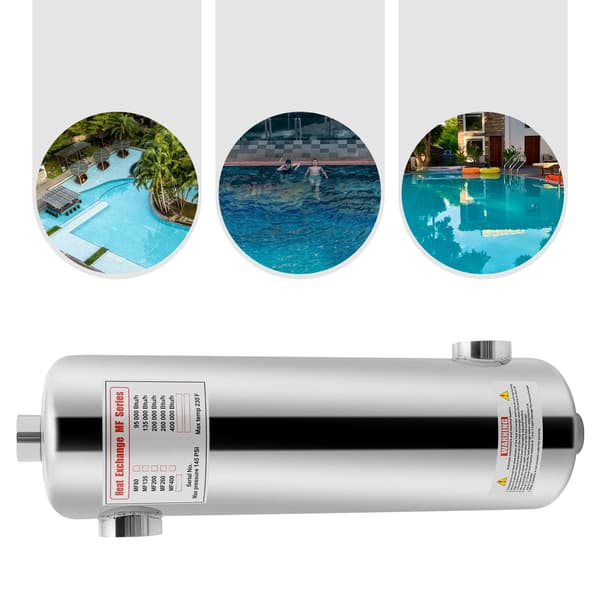 Pool Varmeveksler, 60 kW Effekt, SS304 Rustfrit Stål, Sølv