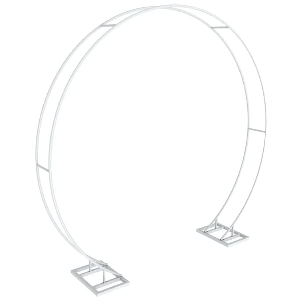 Trädgårdsbåge, Dubbel Cirkeldesign, Mångsidig Dekoration, Vit, XL