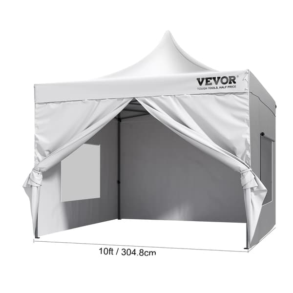 Pop Up Tält, Hållbar Polybomull, Robust Ram av Rostfritt Stål, 10x10ft Vit