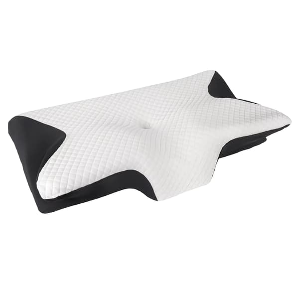 Nackkudde, Långsam Återhämtning Minnesskum, Ergonomisk Konkav Design, PL-Svart