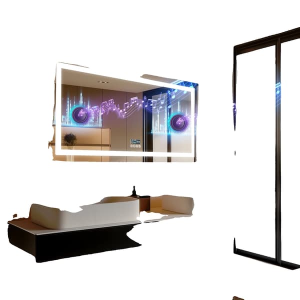 Badrumsspegel, Bluetooth-högtalare, Smart Display, 40x24 tum