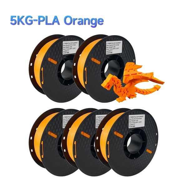 3D-printer filament, 1,75 mm diameter, blank finish, 5KG orange