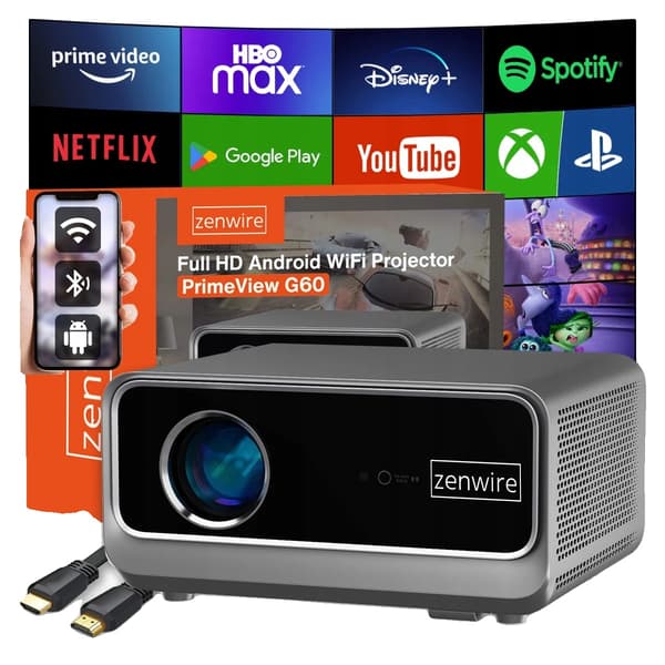 4K Smart Projektor, Full HD, Indbygget WiFi, EU stik