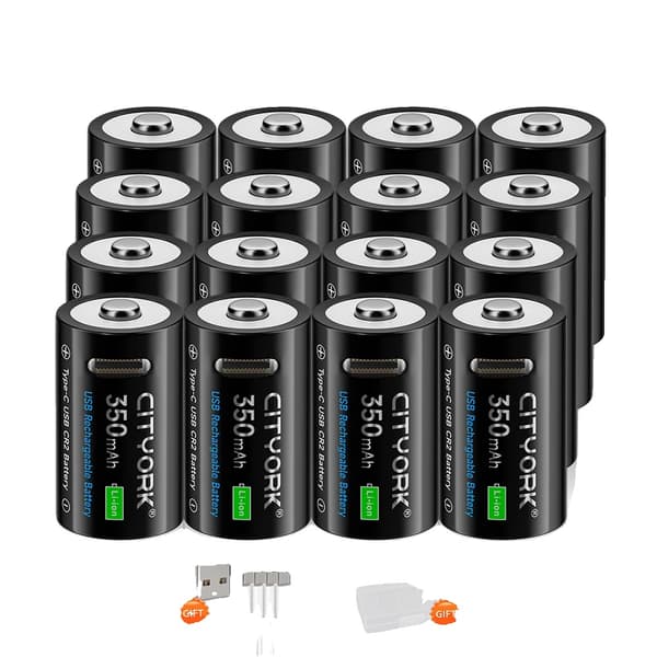 CR2-batteri, 3,7 Volt, uppladdningsbart, 16PCS Batteri