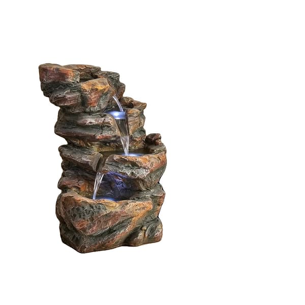 Inomhus Vattenfontän, Polyresin Material, 32,5 cm x 23,5 cm x 45 cm Mått, 3 Våningar, Pump Ingår, 15W Effekt