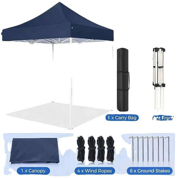 Gazebo, UV-beskyttelse, Sammenklappelig og Bærbar, Mørkeblå-2x2Meter