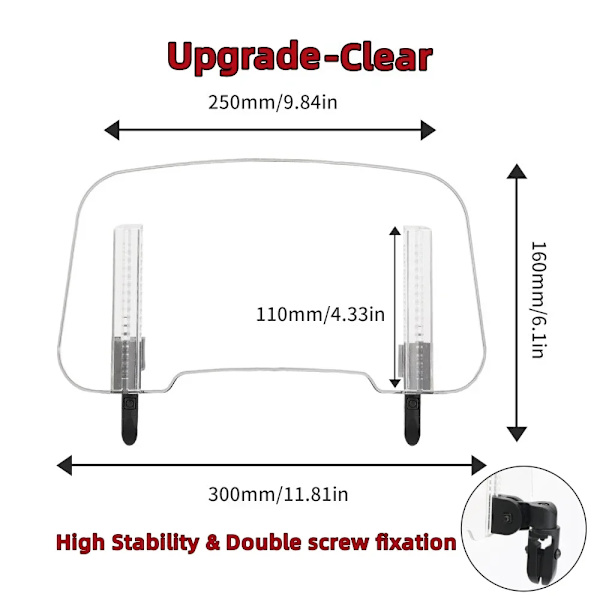 Moottoripyörän tuulilasin suojus, säädettävä jatke, yleismalli, Päivitys-Kirkas Upgrade-Clear Upgrade-Clear