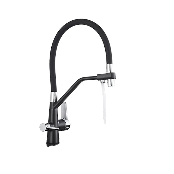 Træk ned køkkenarmatur, dobbelt håndtag, 360 graders roterbar hals.,emærk:Sort krom chrome black B chrome black B