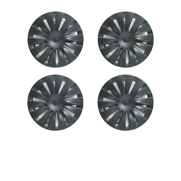 19-tommer fælgkapsel til Tesla Model Y, mat sort finish, snap-in installation, Matte sort