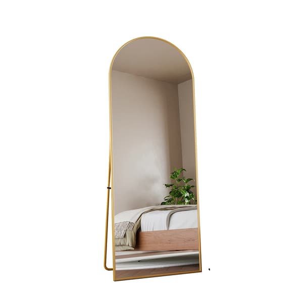 Heltäckande Spegel, Bågformad Design, Högupplöst Reflektion, Guld, 162x53cm-a