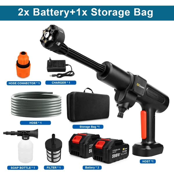 Elektrisk Högtryckstvätt, 3500W Effekt, 100-200 BAR Tryck,2 batteriset
