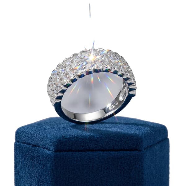 Moissanite Ring, 925 Sterling Sølv, CMA Certificeret, S925 Sterling Sølv-c, HVID-c, 8