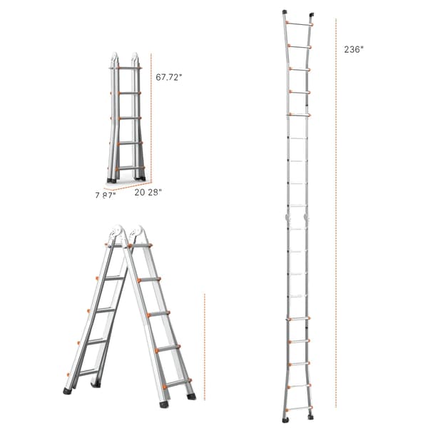Teleskopstege, A-ramdesign, Lättviktsaluminium, 5.8m