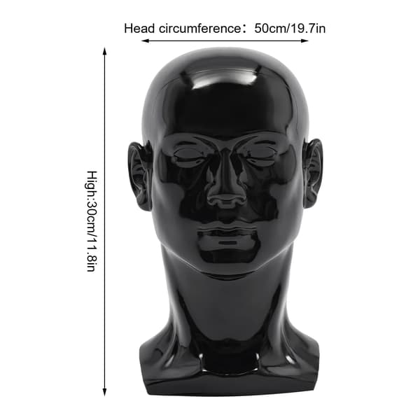 Mandlig Mannequin Hoved, Holdbar PVC, Letvægtsdesign, Sort