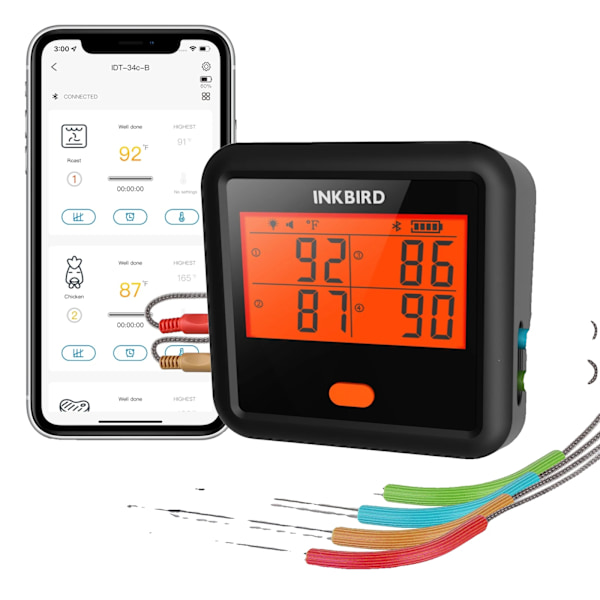 Bluetooth Kötttermometer, Bred Temperaturomfång, Lång Batteritid,BBQ-termometer