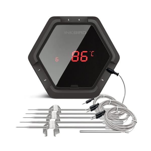 Trådlös BBQ-termometer, Bluetooth-kompatibel, upp till 6 prober,6XS Svart 6 sensor