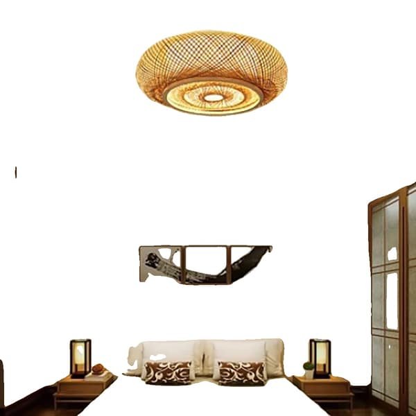 Loftlampe, Bambusmateriale, Rustik Design, Gul
