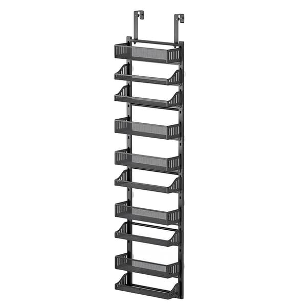 Krydderihylde Organizer, 10 niveauer justerbar, Over-the-Door montering, sort