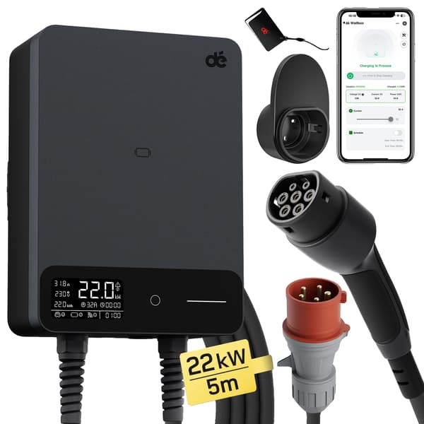 EV-laddstation, Typ 2-kompatibilitet, Smarta kontroller, 22kW 5m Kabel, TYPE2