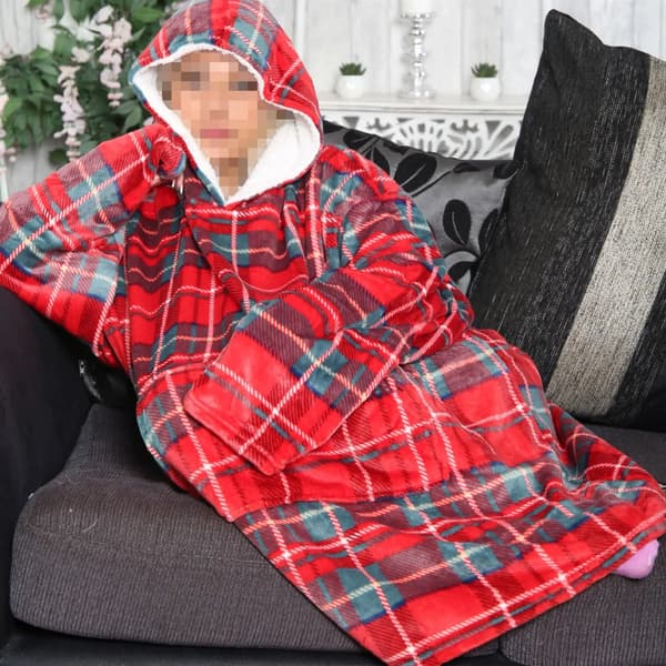 Huvtröja, Oversized Komfort, Känguruficka, Röd