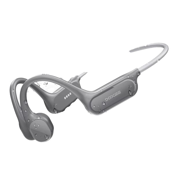 Benledande hörlurar, vattentäta, Bluetooth 5.4, Grå