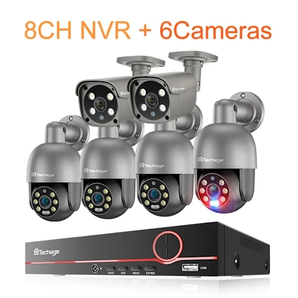 Säkerhetskamerasystem, Nattsyn, Människodetektering, , None, 8CH NVR 6Cameras 8CH NVR 6Cameras None