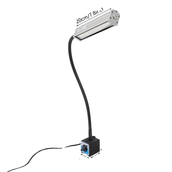 Arbejdslampe, justerbar gåsnek, magnetisk base, HVID