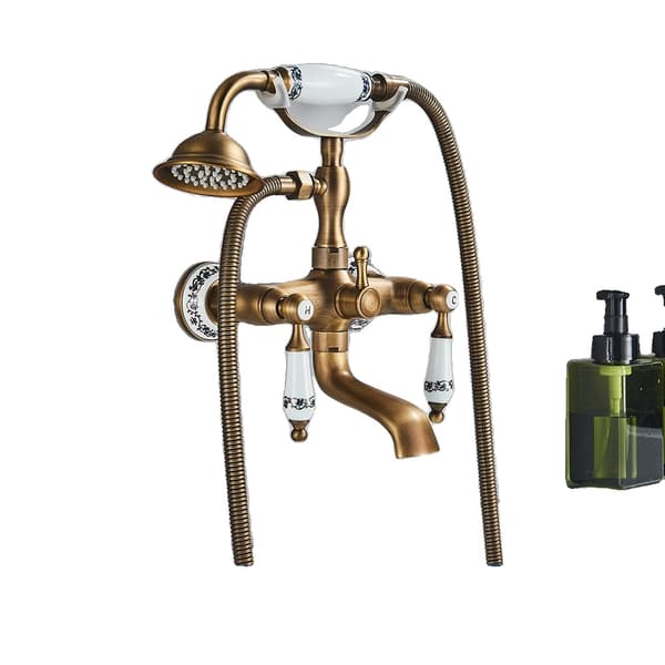 Badekar Bruserarmatur, Antik Messing Finish, Dobbelt Håndtag Design, Antik Messing B